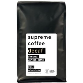 SUPREME DECAF COFFEE | Whole Bean | Medium Roast Coffee | Specialty Arabica Coffee | Swiss Water Decaffeinated | Ethical & Carbon-Neutral | 200 g (Pack of 1)