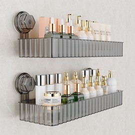 Ankoox Shower Caddy Suction Cup Bathroom Shower Organizer for Bathroom Storage Home Decor & Kitchen No Drilling Large Capacity Removable and Reusable Shower Shelves for Inside Shower. (black, square)