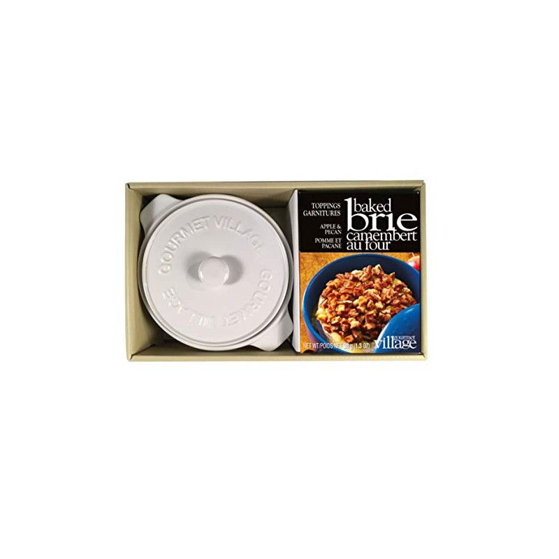 Gourmet du Village, White Ceramic Brie Baker with Handles Gift