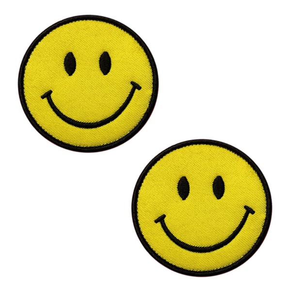 Pack of 2 Yellow Smiling Faces MEME Cheerful Patch Morale