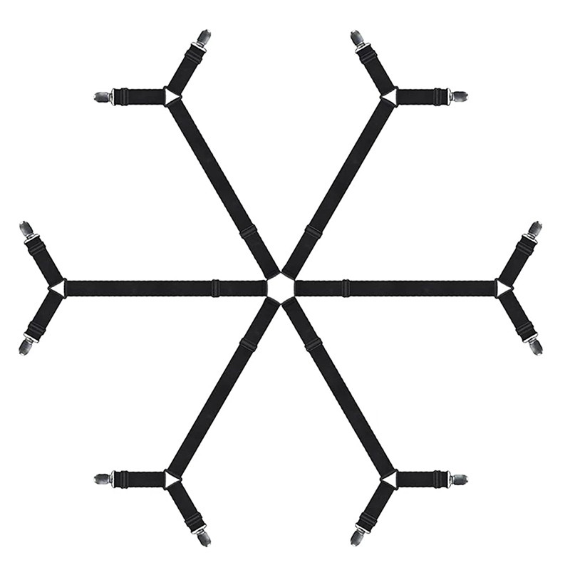 OrganiMax Bed Sheet Clips Fastener – Adjustable Elastic Straps for