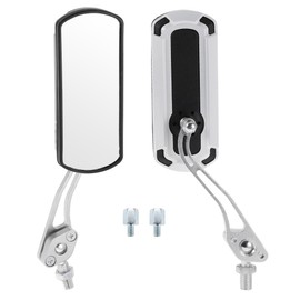 INFINAUTO Motorcycle Rear View Mirrors Bar End Side Mirrors Mount Aluminum Alloy Plastic White Silver Tone Adjustable M8/M10 Square Shape