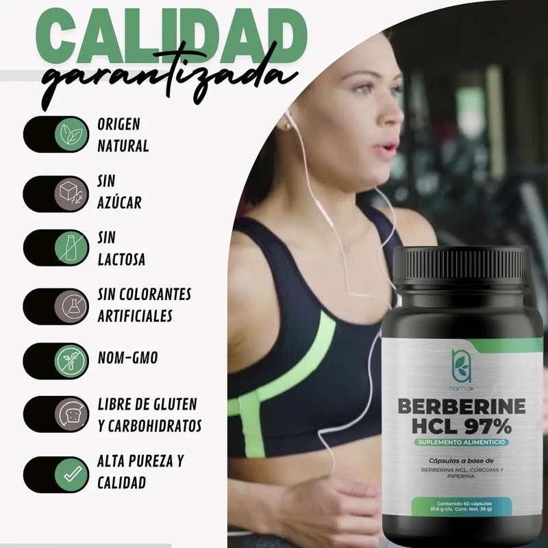 Berberina 600 Mg Hcl 97 Cúrcuma Piperina 60 Caps