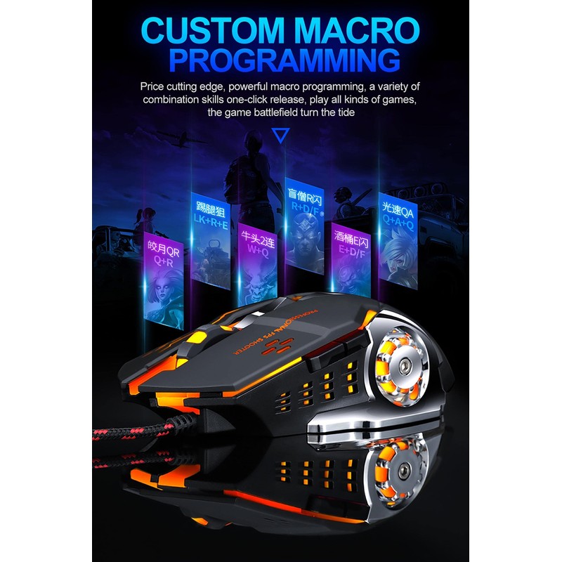 ✅MOUSE GAMING RGB LED PROGRAMMABLE PRECISE METAL WIRED 6 BUTTONS