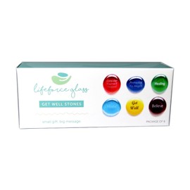Lifeforce Glass Get Well Glass Stones, 6 Messages to Bring Comfort and Hope for a Fast Recovery. Packaged in a Deluxe Gift Box