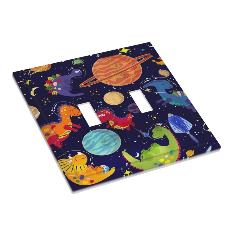 Astronaut Dinosaur Galaxy Starry 2 Gang Double Toggle Light Switch
