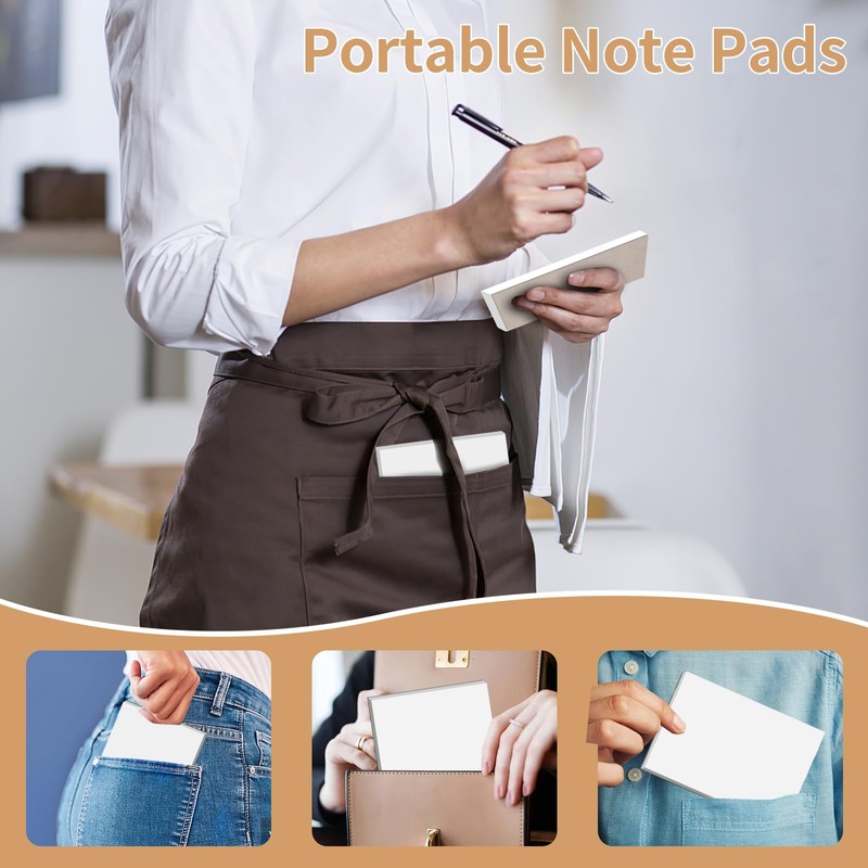 Note Pads 4x6 in, 10 Pack Blank Server Notepad, 50