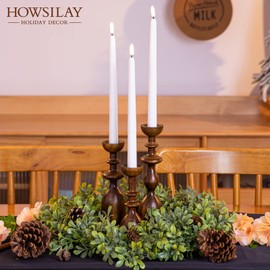 HOWSILAY Candle Holder Wood Candle Holders for Table Centerpiece Candlestick Holders Modern Farmhouse Decor Candlesticks fits 3/4" or 7/8" Taper Candle and Dia 1.5" Led Tea Lights or Pillar Candles