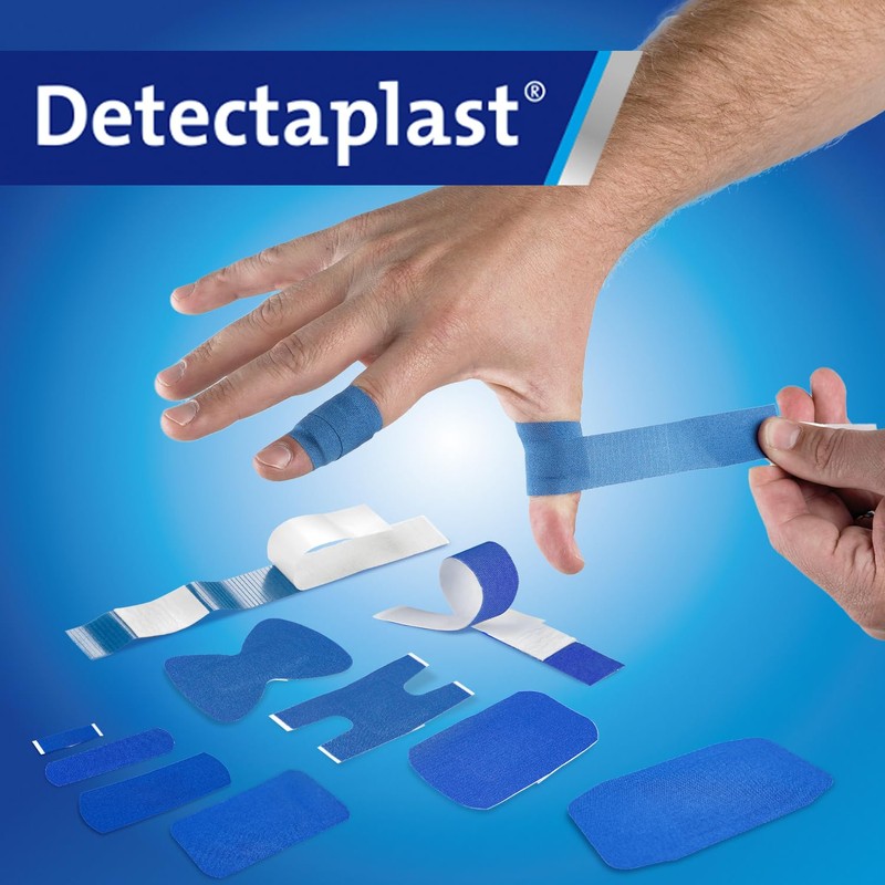 Detectaplast Blue bandaids Elastic, Metal detectable and Flexible bandaids, Essential