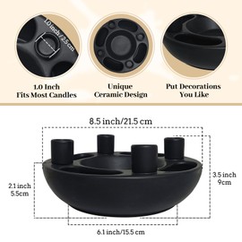 Handmade Black Ceramic Candle Holder - Advent Wreath for Home Altar Decor Party Centerpieces & DIY Vase