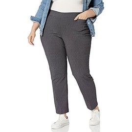 Briggs New York Womens Plus-Size Super Stretch Millennium Welt Pocket Pull-on Career Pants, Heather Grey, 22 US