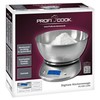 ProfiCook PC-KW 1040 Digitale Küchenwaage, Gehäuse, Schüssel und Wiegefläche aus