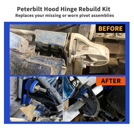 Both-Side Lower Hood Pivot Kit & Engine Hood Hinge Pivot Bolt Kit for Peterbilt 377 378 379 Parts Maintenance (13-04708R/L+13-04154/13-04164)