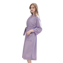Jamron Mens Womens Couples Waffle Bathrobes Breathable Spa Hotel Kimonno Robes Homewear Purple SN070135 L