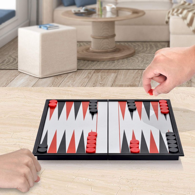 QuadPro Magnetic Backgammon Board Game Set with Folding Board Travel