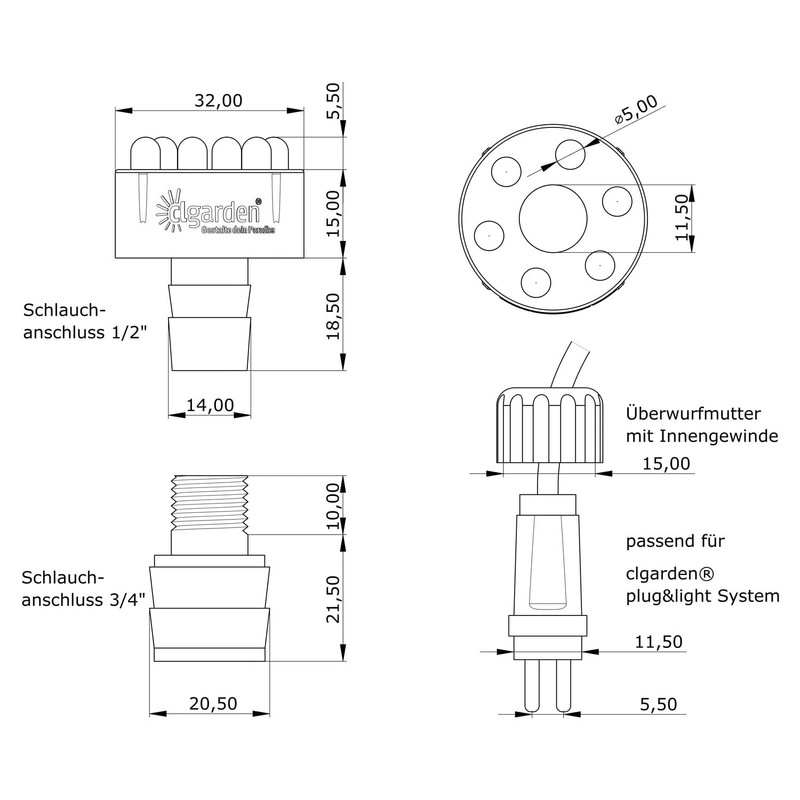 CLGarden LED Ring RGB Multicolour for Colourful Fountain Lighting Colour