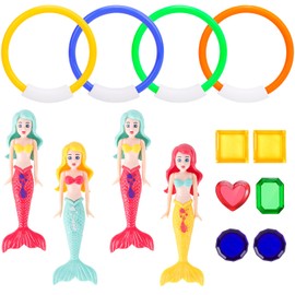 ZDNT 14 Pieces Diving Toys for Children, Underwater Diving Rings, Diving Toy Sinking Quick, Mermaid Toy, Diving Ring for Underwater Play and Diving Training for Children for Boys and Girls