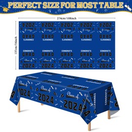 OHOME Graduation Decorations 2024 - Graduation Party Decorations 2024 - Disposable Plastic Black Tablecloth for Class of 2024 Decorations Party Favors Supplies Banner,54" X 108",2 Pack