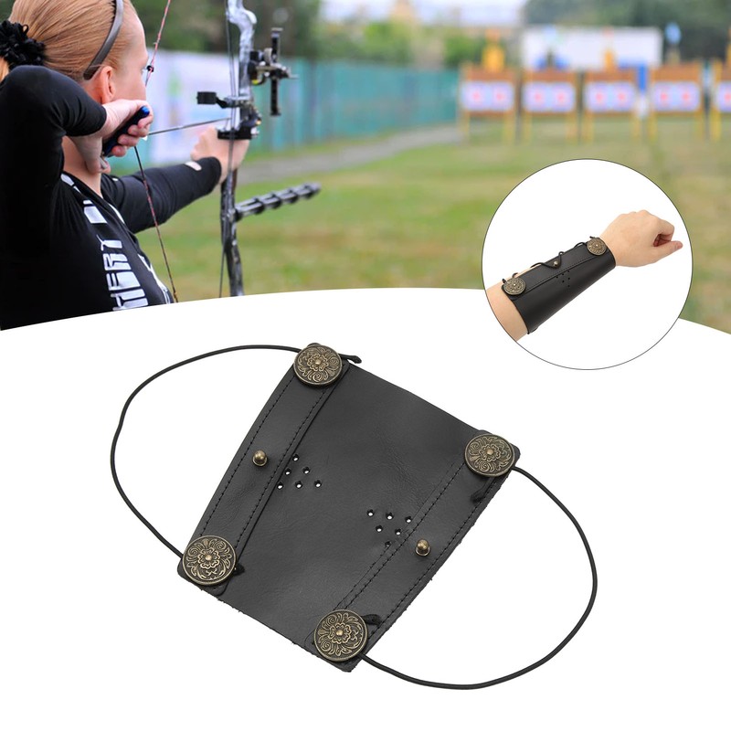 Archery Arm Guard Adjustable Strap Second Cowhide Arm Protector Pad