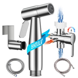 Hot and Cold Bidet Sprayer for Toilet, BRITULIF Bidet Attachment for Warm Water, Bidet with Warm Water Muslim Shower, Ideal for Feminine Hygiene, Pet Cleaning, Cloth Diapers, and Elderly Care
