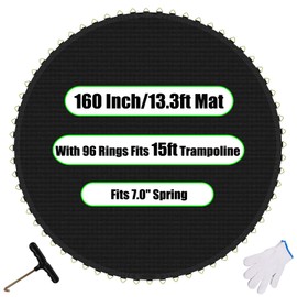 AILEVERS Trampoline Mat Replacement,13.3ft Diameter Mat with 96 Rings,Fits 15ft Trampoline and 7.0” Spring (Frame & Spring Not Include)