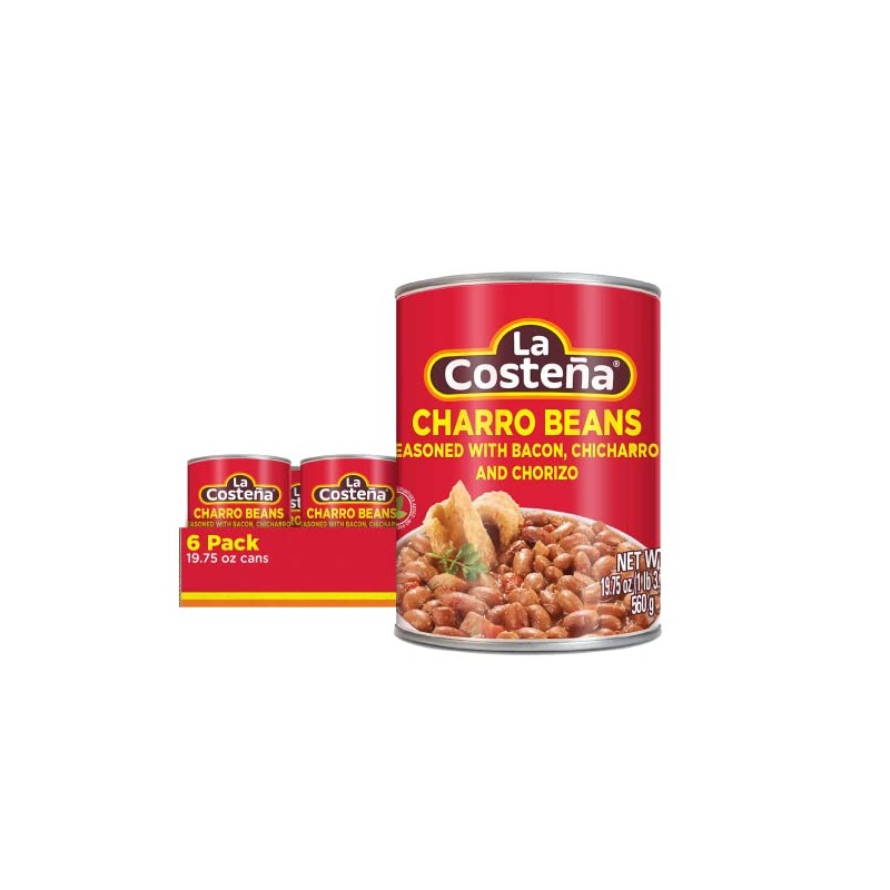 La Costeña Charro Beans - Ready-to-Eat Canned Pinto Beans with
