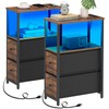 TUTOTAK Small Narrow LED End Table with Charging Station, Side