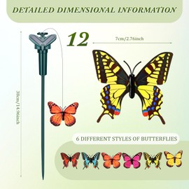 Rossesay 12 Pcs Solar Flying Moving Fluttering Waterproof Garden Stakes Decorations for Home Yard Pathway Garden Landscape Christmas Outdoor Indoor Centerpieces Gift Decorations (Butterfly)
