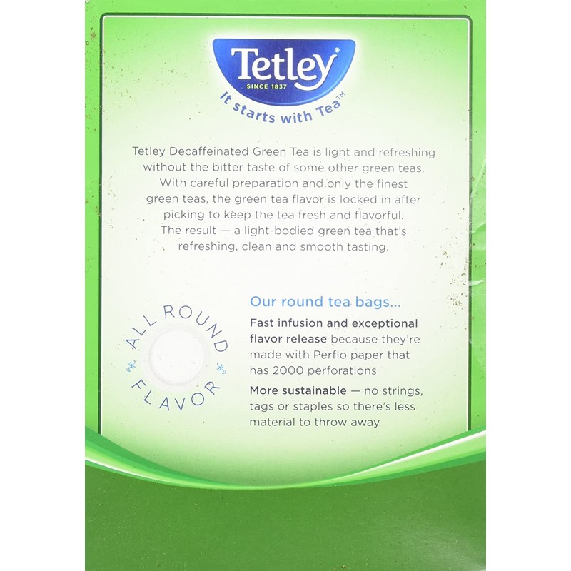 Tetley Green Tea, Decaffeinated ‑ 72 bags, 4.57 oz box