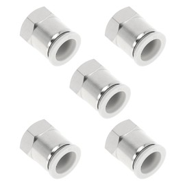 Motoforti Push to Connect Air Fittings 5/8" Female Thread Air Line Quick Connector Plastic Metal 1/4"BSPT 5 Pcs White Silver Tone