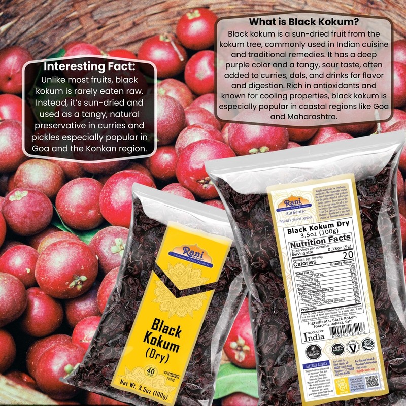 Rani Black Kokum (Dry) Garcinia Indica 3.5oz (100g) ~ All