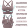 HANERDUN Women's Mittle Support Sports Bra Crossback Push Up Yoga