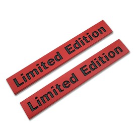 2 adhesivos de metal chapado en cromo de edición limitada con logotipo de automóvil, insignia 3D de alta calidad para maletero trasero de coche, calcomanía para guardabarros lateral (rojo y negro)