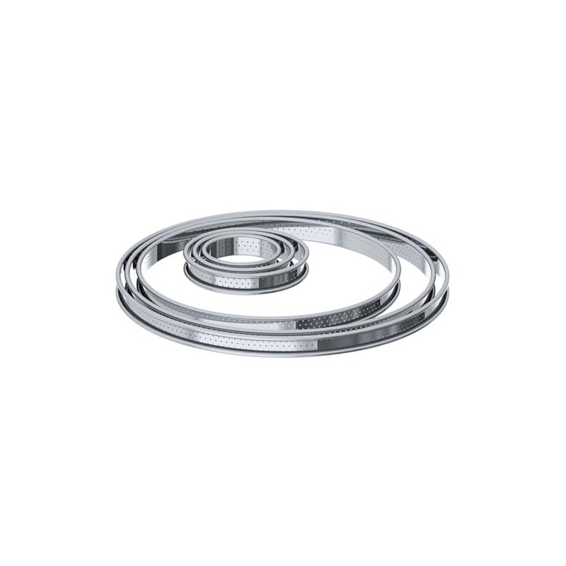 De Buyer Stainless Steel Round Tart Ring with Perforated Rounded-Off