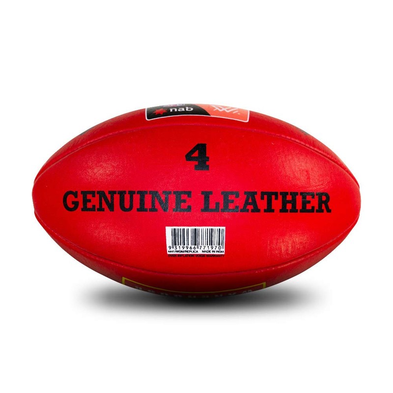 Sherrin AFLW Replica Training Leather Football, Red, Size 4