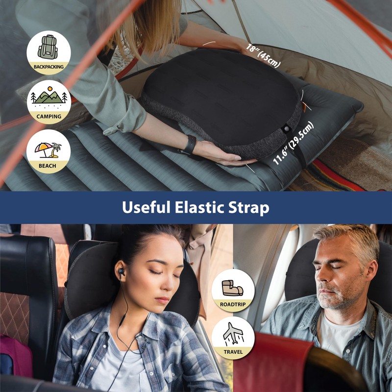 TREKOLOGY Camping Pillow - Premium Inflatable Pillow for Camping, Beach,