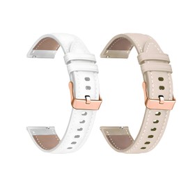 ANKANG 18mm Quick Release Leather Watch Band for Garmin Vivoactive 4s Forerunner 255s 265s Venu 3s Sq 2, Extended Spring Bar White_Beige