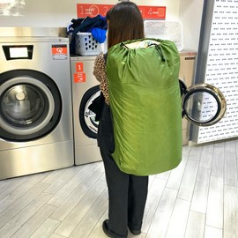 MGKolbe® Waterproof Foldable Backpack with Suspenders Supports up to 80 kg Large 92 x 60 cm, Dirty Laundry Bag for Bathroom Travel Clothes Cloths Dirty Garment Bag Hand Luggage Bag Green