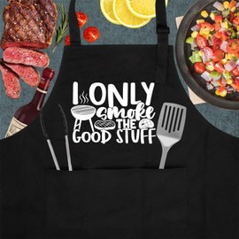 Funny Grilling Aprons for Men - I Only Smoke The Good Stuff, Birthday Christmas Gifts for Dad Friends Husband Boyfriend