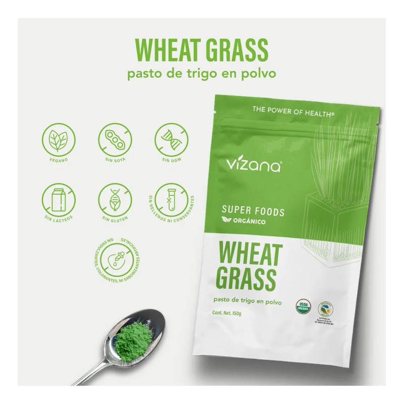 Pasto De Trigo Orgánico En Polvo 150g Vizana Nutrition