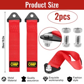 Benaton Pack of 2 Tow Ropes for Racing Cars, Nylon Trailer Tow Ropes, Bumpers, Tow Ropes, Tow Strap, Hook Rope, Motorsport, Rally Racing, Carry 2 Tonnes Weight (Red)