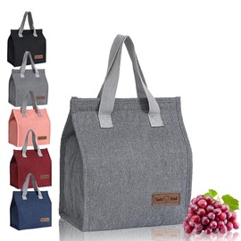 HZYUEKUN Lunch Bag Portable Tote Bag Leak-Proof Lunch Box Bag Thermal Cooler Bag Waterproof Lunch Box Container Lunch Organizer for Work School Travel Picnic for Kids, Girls, Boys, Women Men(Grey)