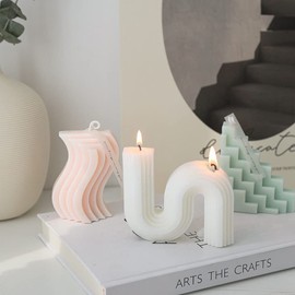 3 x Twisted Candles Aesthetic Candles Soy Wax Geometric Candles U Shape S Shape Triangle Decorative Candles for Wedding Birthday Decorative Gift