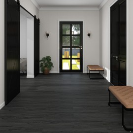 MULGREAT Peel and Stick Tile, 54 Sq.Ft 2mm Thicken Vinyl Plank Flooring, 36 Pieces 36"x6" DIY Self Adhesive Waterproof Wood Floor Tiles for Renters Bedroom, Dark Grey Oak