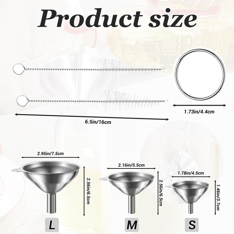 3pcs Stainless Steel Funnel Set - Durable, Leak-Proof, Multipurpose Funnels