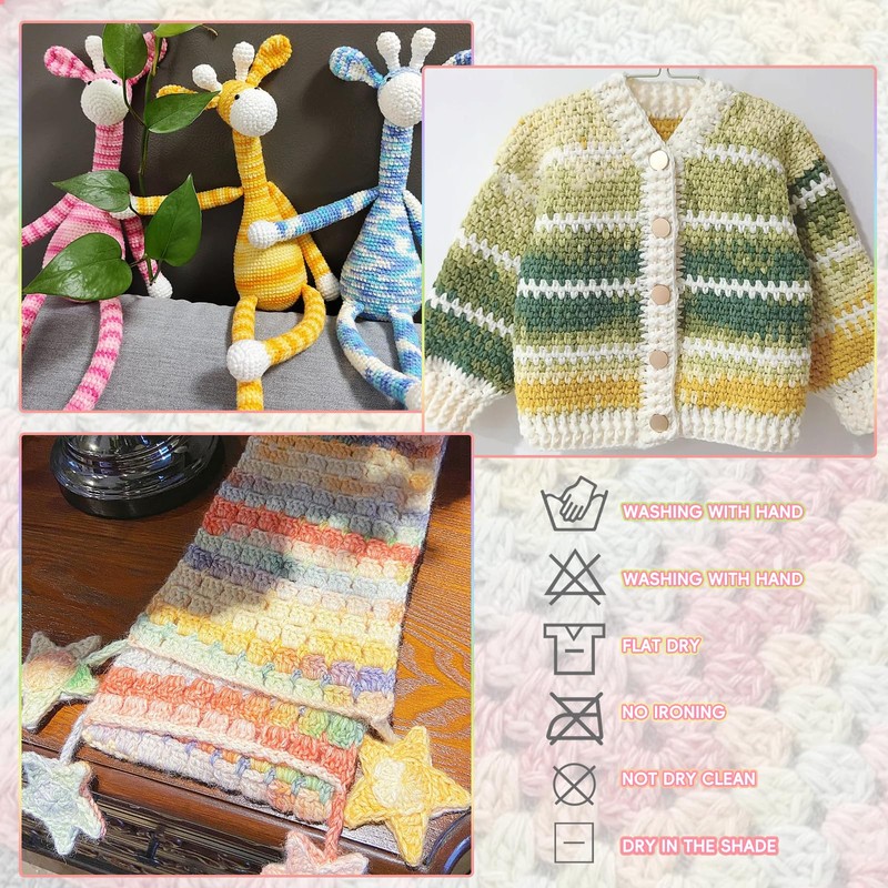 Aeelike 200 g (4 x 50 g) Colour Gradient Yarn,