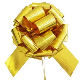 1Pcs Large Ribbon Pull Bow,14Inch Giant Gift Bow,Big Gift Bows for Cars Decor, New Houses, Gift Basket, Presents, Wreath, Decoration, Office, Valentine's Day (Gold)