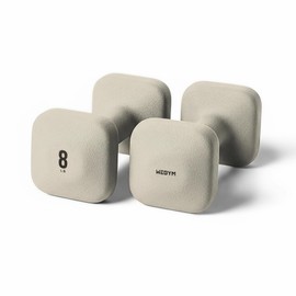 WeGym SafeGrip Square Dumbbells with Anti Slip Handles, Aesthetic Free Weights for Home Workouts, Stable Design Prevents Rolling during Floor Exercises (8LB, Pair Sandstone)