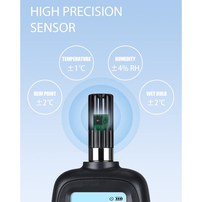 Wintact Medidor Digital de Humedad y Temperatura, Termómetro e Higrómetro
