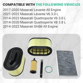 670001545 Engine Air Filter 000311401 Oil Filter 670005021 Cabin Air Filter Compatible with Quattroporte Levante Ghibli